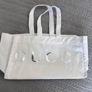 Gucci Silver Logo White Mini Tote
